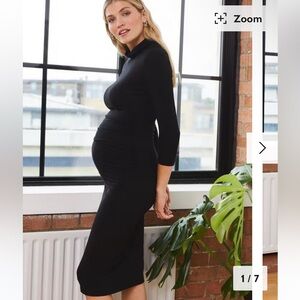 Isabella Oliver Classic Black Maternity Turtleneck, Long Sleeve Dress